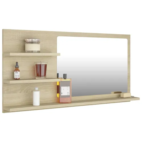 Kupaonsko ogledalo boja hrasta 90x10,5x45 cm konstruirano drvo - Sonoma hrast Cijena