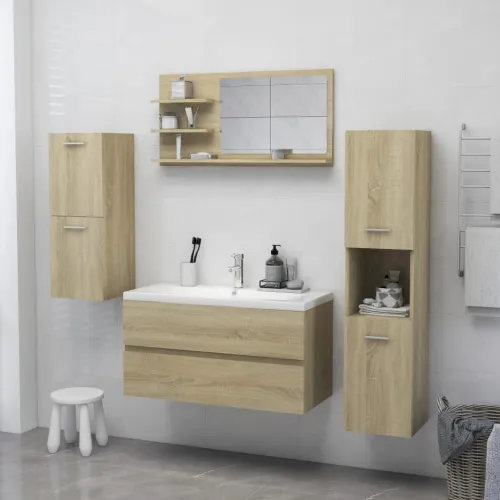 Kupaonsko ogledalo boja hrasta 90x10,5x45 cm konstruirano drvo - Sonoma hrast Cijena