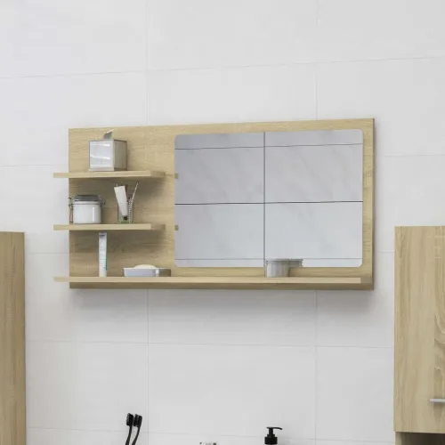 Kupaonsko ogledalo boja hrasta 90x10,5x45 cm konstruirano drvo - Sonoma hrast Cijena