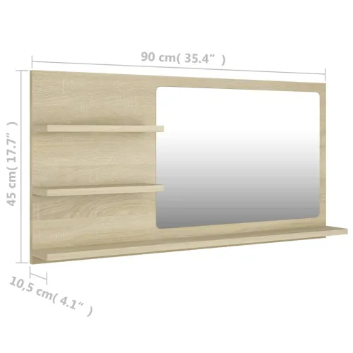 Kupaonsko ogledalo boja hrasta 90x10,5x45 cm konstruirano drvo - Sonoma hrast Cijena