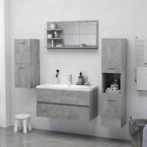 Kupaonsko ogledalo boja betona 90x10,5x45 cm konstruirano drvo - Beton siva Cijena