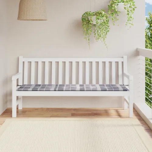 Jastuk za vrtnu klupu sivi karirani 180x50x3 cm tkanina Oxford - Sivi karirani uzorak 180 x 50 x 3 cm Cijena