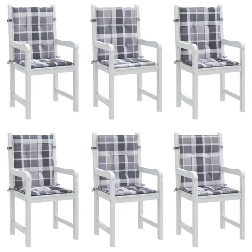 Jastuci za vrtne stolice 6 kom sivi karirani 100x50x3cm tkanine - Sivi karirani uzorak 100 x 50 x 3 cm 6 Cijena