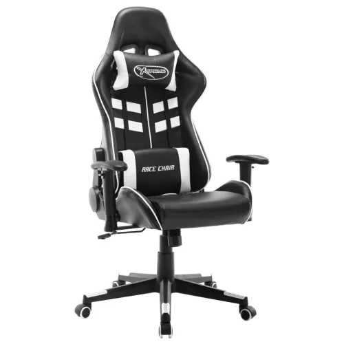 Gaming stolica od umjetne kože crno-bijela - Crno-bijelo 1 Bez naslona za noge Cijena