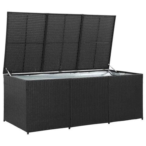 Vrtna kutija za pohranu od poliratana 180 x 90 x 70 cm crna - Crna 180 x 90 x 70 cm Cijena