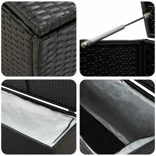 Vrtna kutija za pohranu od poliratana 180 x 90 x 70 cm crna - Crna 180 x 90 x 70 cm Cijena