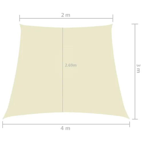 Jedro za zaštitu od sunca od tkanine Oxford trapezno 2/4 x 3 m krem - Krema 2/4 x 3 m Cijena