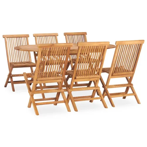 7-dijelni sklopivi vrtni blagovaonski set od masivne tikovine - Za 6 osoba (bez naslona za ruke) Ovalno 160 x 80 x 75 cm Cijena
