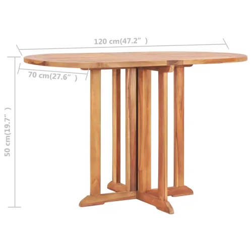 5-dijelni sklopivi vrtni blagovaonski set od masivne tikovine - Za 4 osobe (s naslonom za ruke) Ovalno 120 x 70 x 75 cm Cijena