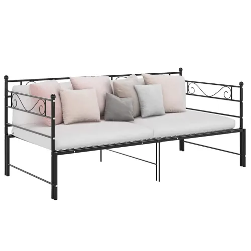 Okvir za krevet na razvlačenje crni metalni 90 x 200 cm - Crna Cijena