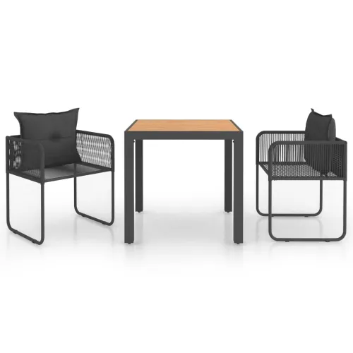 Vrtna garnitura - 3-dijelni vrtni blagovaonski set od PVC ratana crno-smeđi - Crna i smeđa Dužina stola 79 cm 2 Cijena