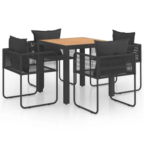 Vrtna garnitura - 5-dijelni vrtni blagovaonski set od PVC ratana crno-smeđi - Crna i smeđa Dužina stola 79 cm 4 Cijena