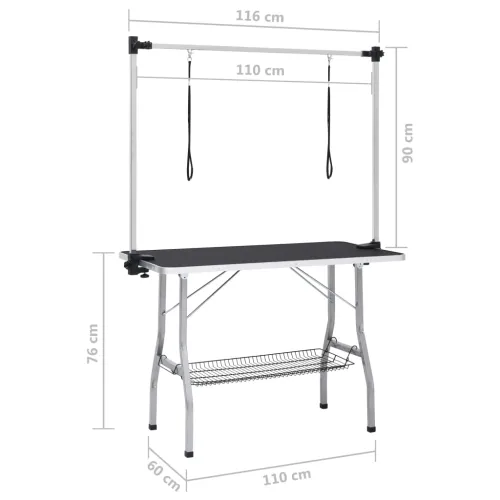 Podesivi stol za šišanje pasa s 2 omče i košarom - 110 x 60 x 76 cm Cijena