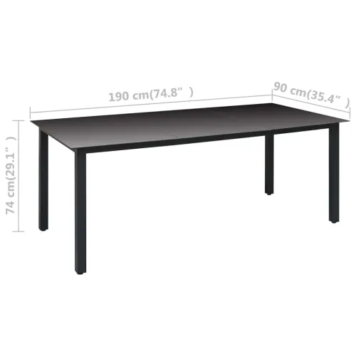 Vrtna garnitura - 9-dijelni vrtni blagovaonski set crni - Dužina stola 190 cm 8 Cijena