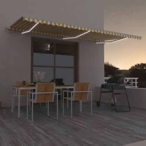 Automatska tenda sa senzorom LED 600 x 300 cm žuto-bijela - Žuta i bijela 600 x 300 cm s bijelim okvirom Cijena