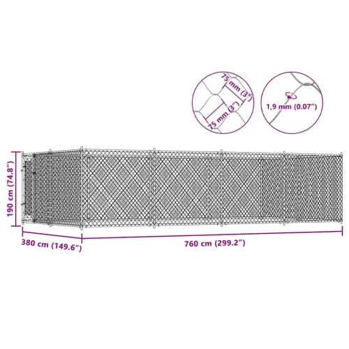 Vanjski kavez za pse 7,6 x 3,8 x 1,9 m - 1 Ne Cijena