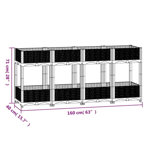 Povišena gredica 160x40x71 cm od polipropilena - Plavo-siva 160 x 40 x 71 cm 1 Plavo-siva Cijena