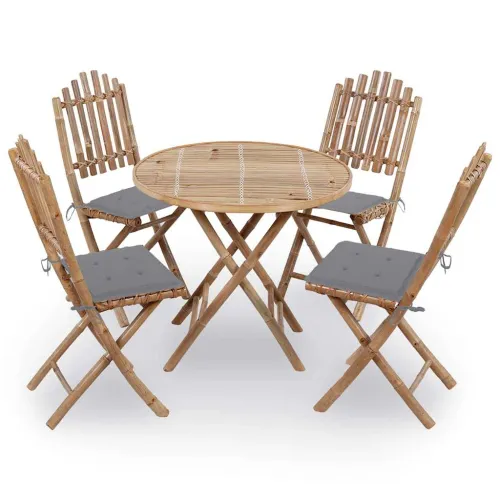5-dijelni sklopivi vrtni blagovaonski set od bambusa - Siva 40 x 40 x 4 cm Cijena