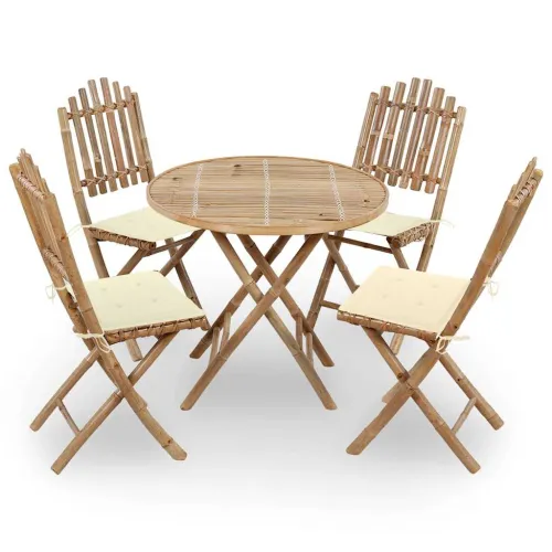5-dijelni sklopivi vrtni blagovaonski set od bambusa - Krema 40 x 40 x 4 cm Cijena
