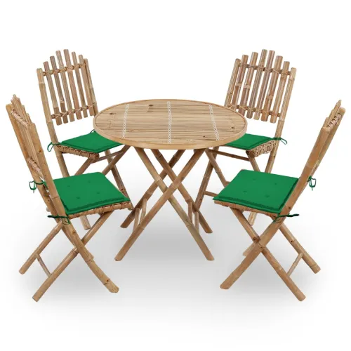 5-dijelni sklopivi vrtni blagovaonski set od bambusa - Zelena 40 x 40 x 4 cm Cijena