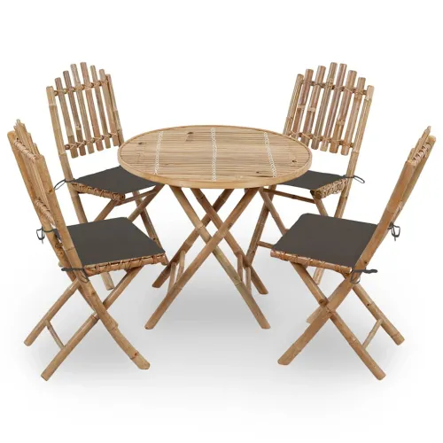 5-dijelni sklopivi vrtni blagovaonski set od bambusa - Sivo-smeđa 40 x 40 x 4 cm Cijena