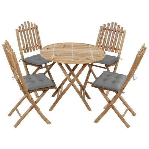 5-dijelni sklopivi vrtni blagovaonski set od bambusa - Siva 40 x 40 x 7 cm Cijena