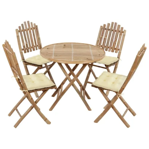 5-dijelni sklopivi vrtni blagovaonski set od bambusa - Krema 40 x 40 x 7 cm Cijena