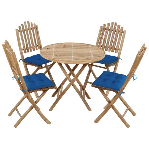 5-dijelni sklopivi vrtni blagovaonski set od bambusa - Plava 40 x 40 x 7 cm Cijena