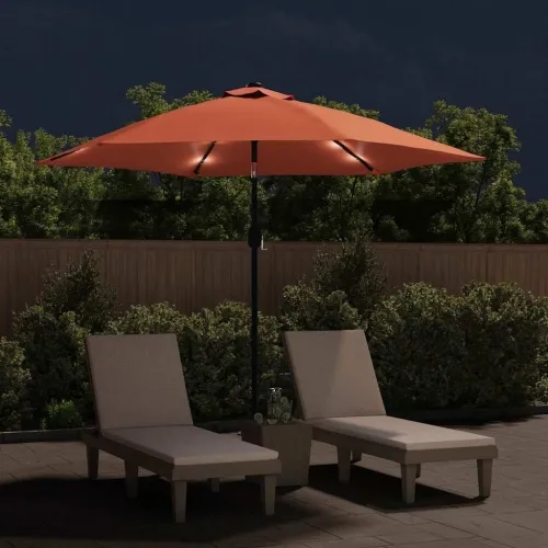 Vrtni suncobran LED s čeličnim stupom 300 cm terakota - Terakota Cijena