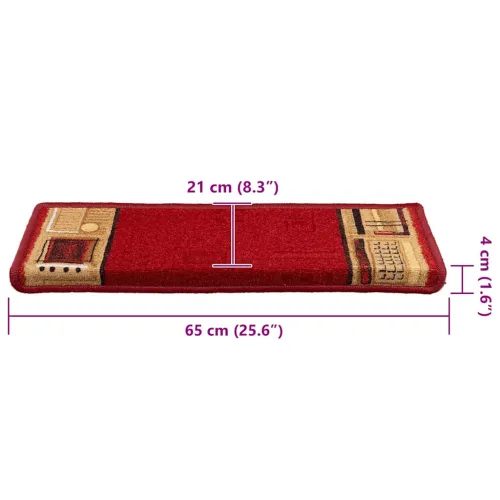 Ljepljivi tepisi za stepenice 15 kom 65x21x4 cm crveni - Crvena 15 Pravokutno Cijena