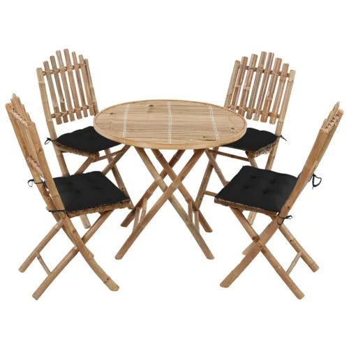 5-dijelni sklopivi vrtni blagovaonski set od bambusa - Crna 40 x 40 x 7 cm Cijena