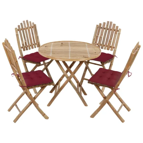 5-dijelni sklopivi vrtni blagovaonski set od bambusa - Boja crnog vina 40 x 40 x 7 cm Cijena