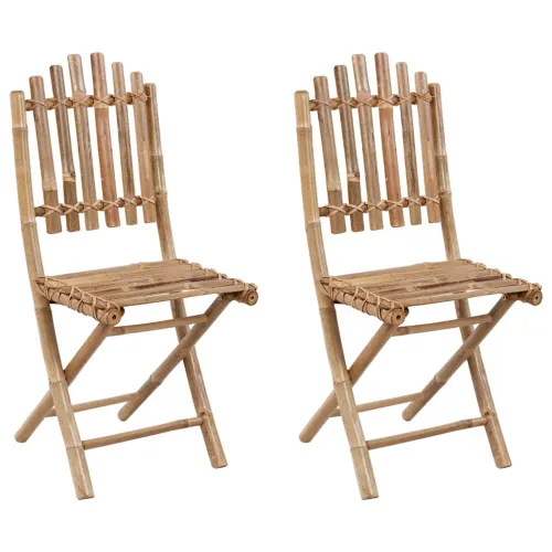 Sklopive stolice 2 kom s jastucima od bambusa - Siva 40 x 40 x 7 cm Cijena