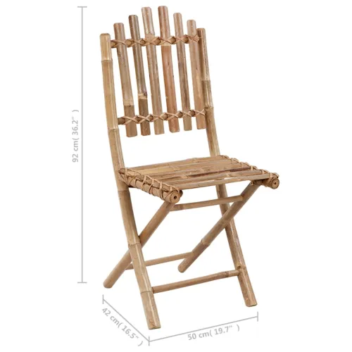 Sklopive stolice 2 kom s jastucima od bambusa - Krema 40 x 40 x 7 cm Cijena
