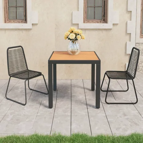 Vrtna garnitura - 3-dijelni vrtni blagovaonski set od PVC ratana crno-smeđi - Crna i smeđa Dužina stola 79 cm 2 Cijena