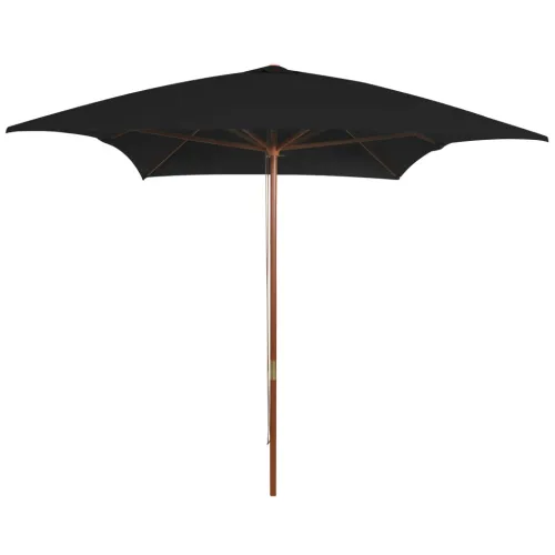 Vrtni suncobran s drvenim stupom 200 x 300 cm crni - Crna Cijena