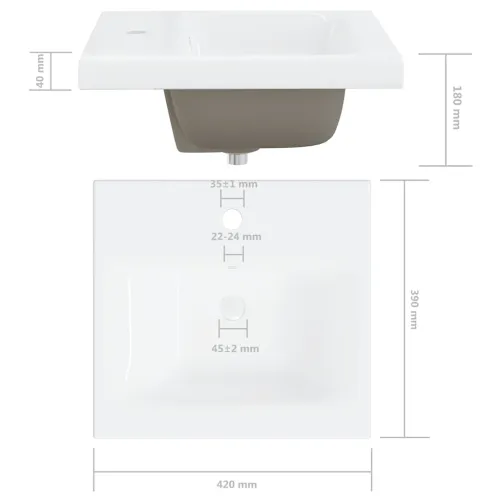 Ugradbeni Lavabo - Umivaonik sa slavinom 42x39x18 cm keramički bijeli - 42 x 39 x 18 cm Cijena