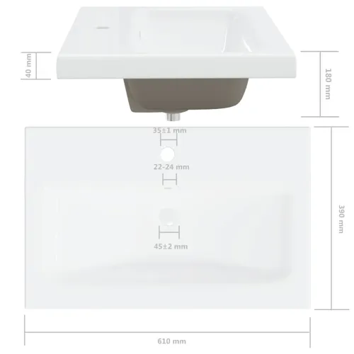 Ugradbeni Lavabo - Umivaonik sa slavinom 61x39x18 cm keramički bijeli - 61 x 39 x 18 cm Cijena