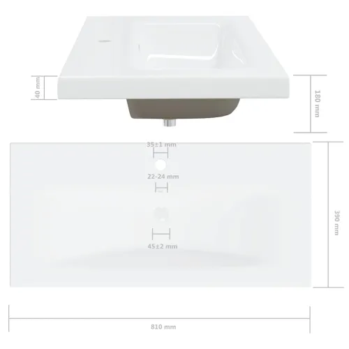 Ugradbeni Lavabo - Umivaonik sa slavinom 81x39x18 cm keramički bijeli - 81 x 39 x 18 cm Cijena