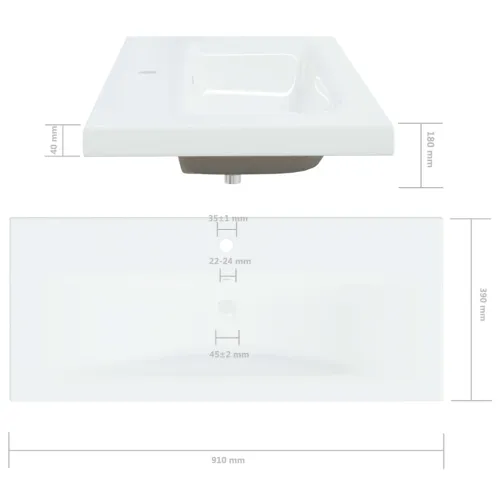 Ugradbeni Lavabo - Umivaonik sa slavinom 91x39x18 cm keramički bijeli - 91 x 39 x 18 cm Cijena