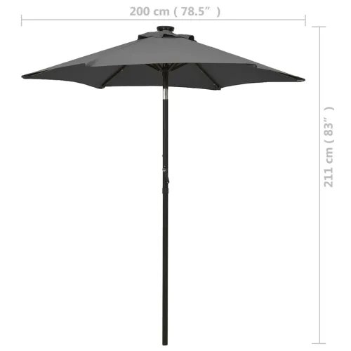 Vrtni suncobran s LED svjetlima antracit 200x211 cm aluminijski - Antracit 1 Cijena