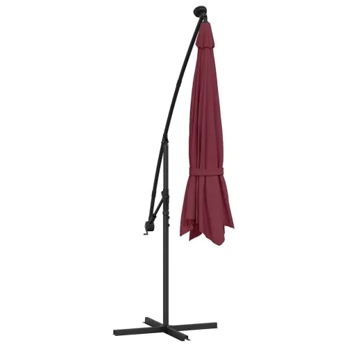 Konzolni vrtni suncobran s LED svjetlima 350 cm bordo - Crvena 350 cm Cijena