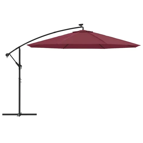 Konzolni vrtni suncobran s LED svjetlima 350 cm bordo - Crvena 350 cm Cijena