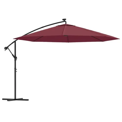 Konzolni vrtni suncobran s LED svjetlima 350 cm bordo - Crvena 350 cm Cijena
