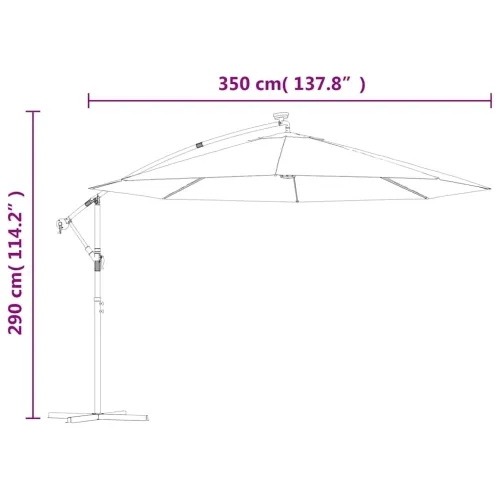 Konzolni vrtni suncobran s LED svjetlima 350 cm bordo - Crvena 350 cm Cijena