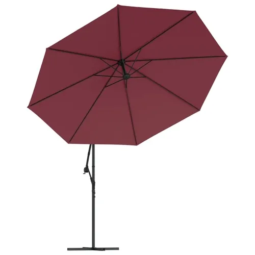 Konzolni vrtni suncobran s LED svjetlima 350 cm bordo - Crvena 350 cm Cijena