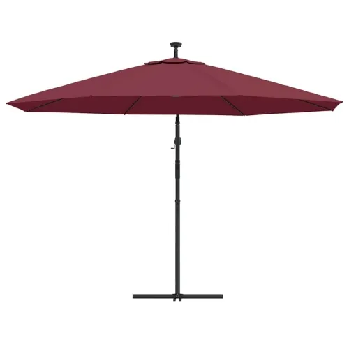 Konzolni vrtni suncobran s LED svjetlima 350 cm bordo - Crvena 350 cm Cijena