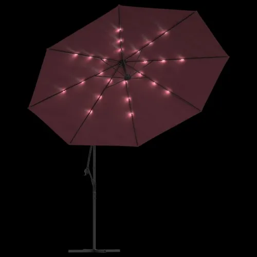 Konzolni vrtni suncobran s LED svjetlima 350 cm bordo - Crvena 350 cm Cijena