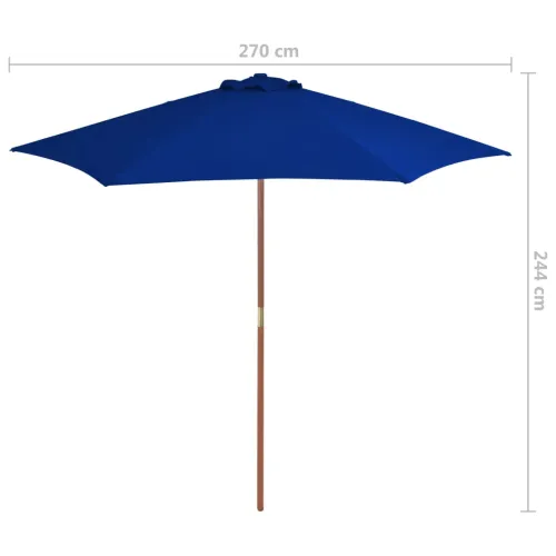 Vrtni suncobran s drvenim stupom 270 cm plavi - Plava Cijena