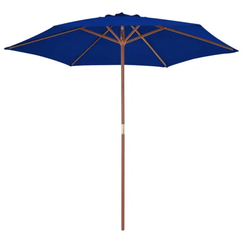 Vrtni suncobran s drvenim stupom 270 cm plavi - Plava Cijena
